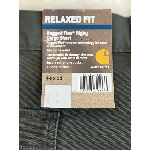 NWT Carhartt Rugged Flex Rigby Relaxed Fit Cargo 11" Shorts - Size 44 - Green - Picture 8 of 11